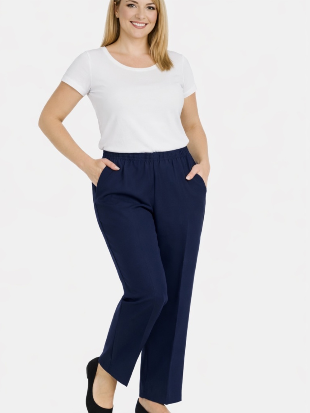Alfred Dunner Plus Size 22W Classic Pull-on Straight-Leg Short Length Pants NWT
